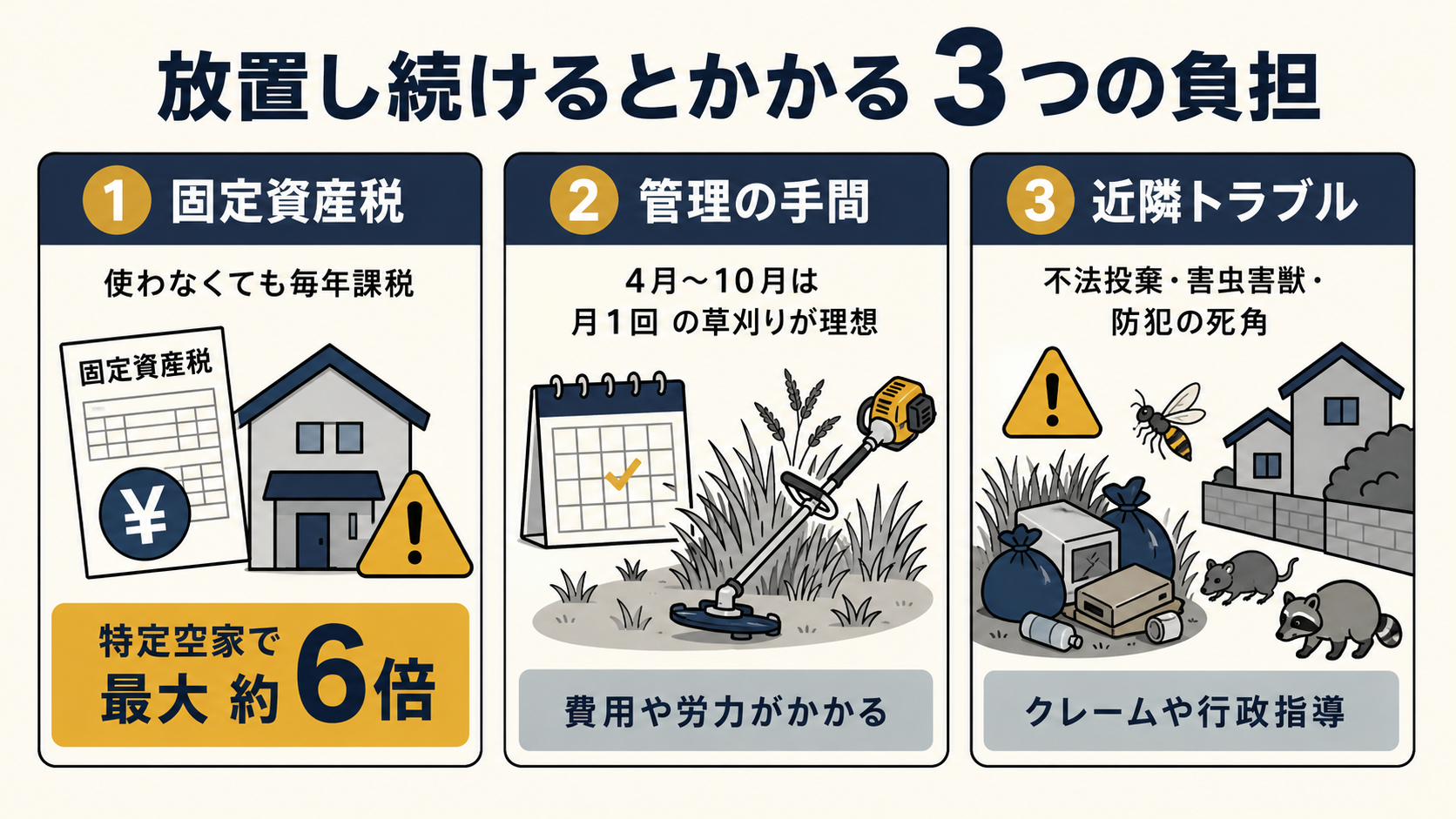 遊休地を放置し続けるとかかる3つの負担