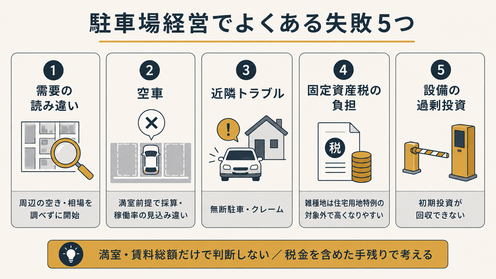 駐車場経営でよくある失敗5つ